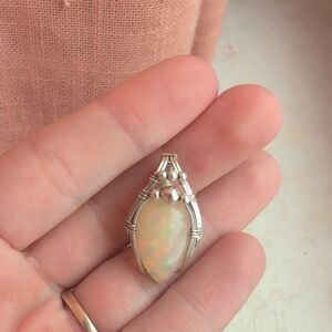 Elegant Silver Opal Pendant